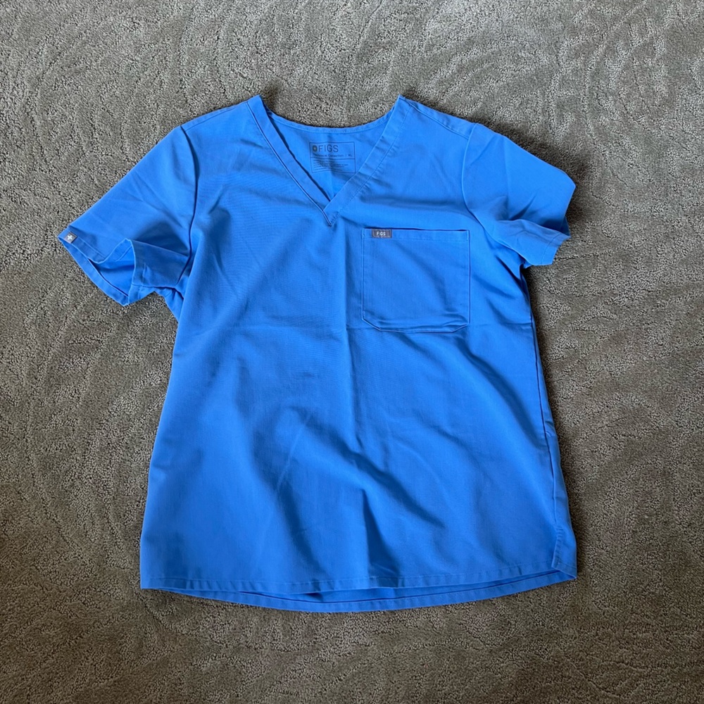 Figs Catarina One Pocket Scrub Top Ceil Blue